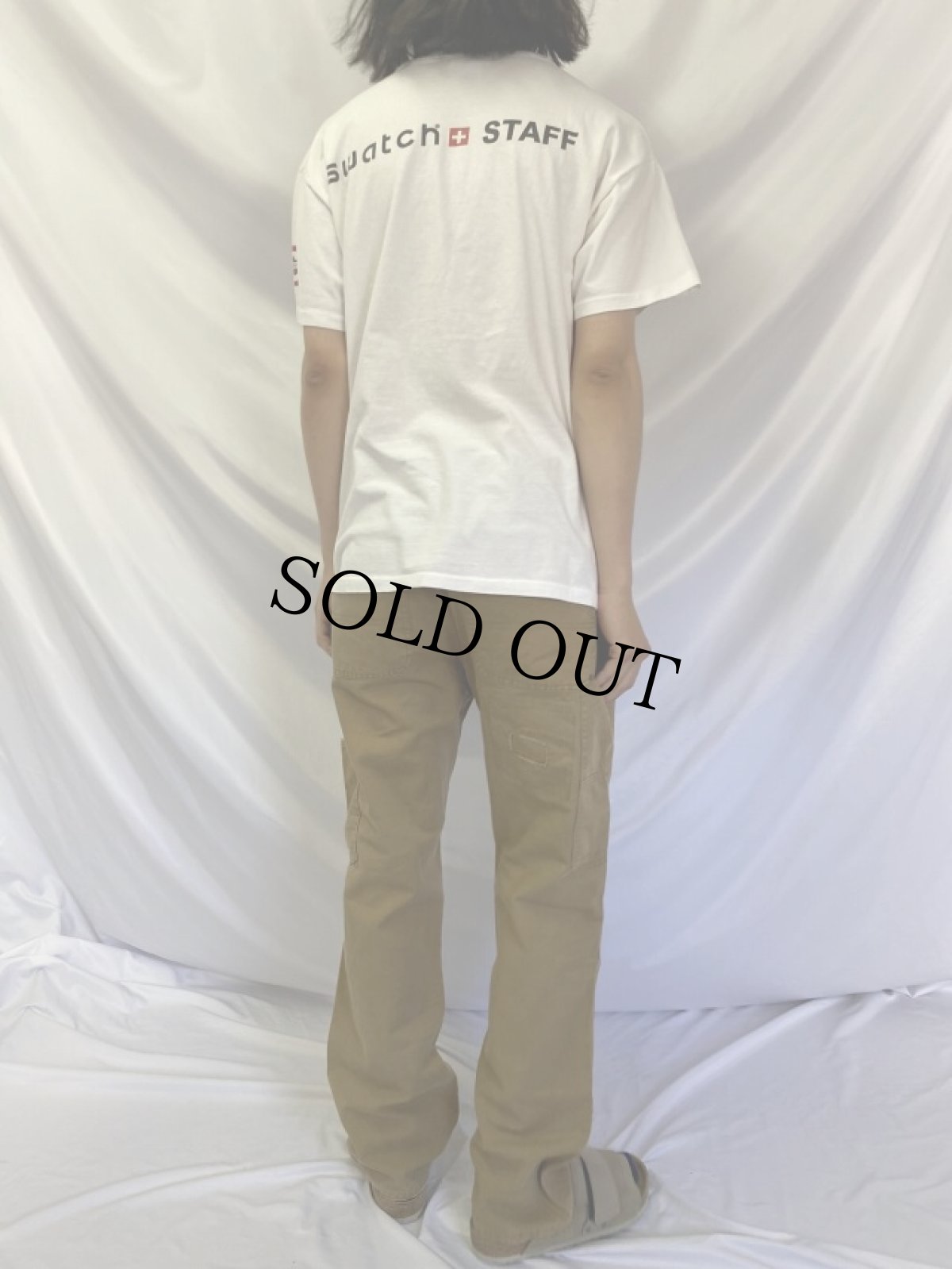 画像4: 90's swatch USA製 時計ブランド スタッフTシャツ L (4)