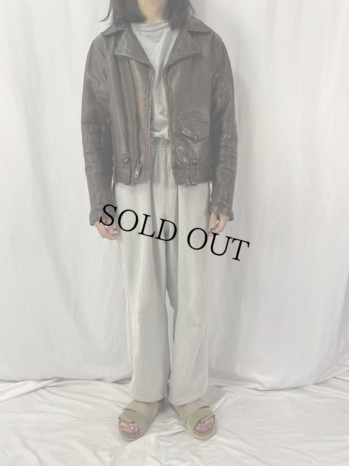 画像2: 70's Berman's ダブルライダースジャケット SIZE42 (2)