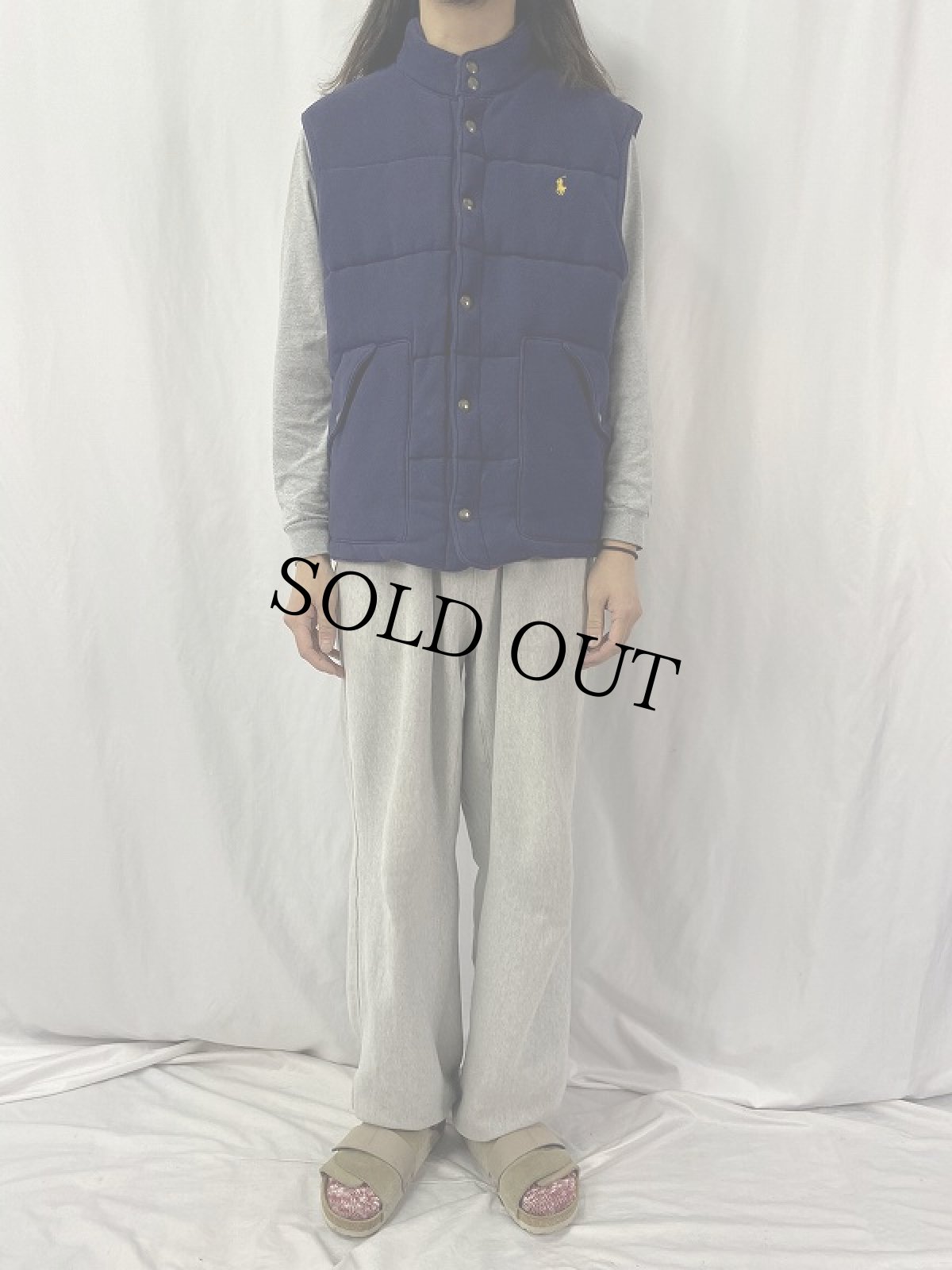 画像2: POLO Ralph Lauren ロゴ刺繍 中綿入りベスト NAVY L (2)