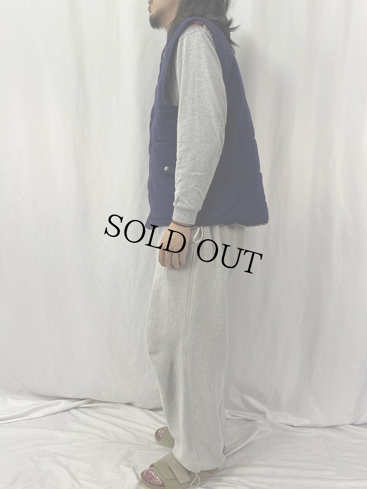 画像3: POLO Ralph Lauren ロゴ刺繍 中綿入りベスト NAVY L (3)