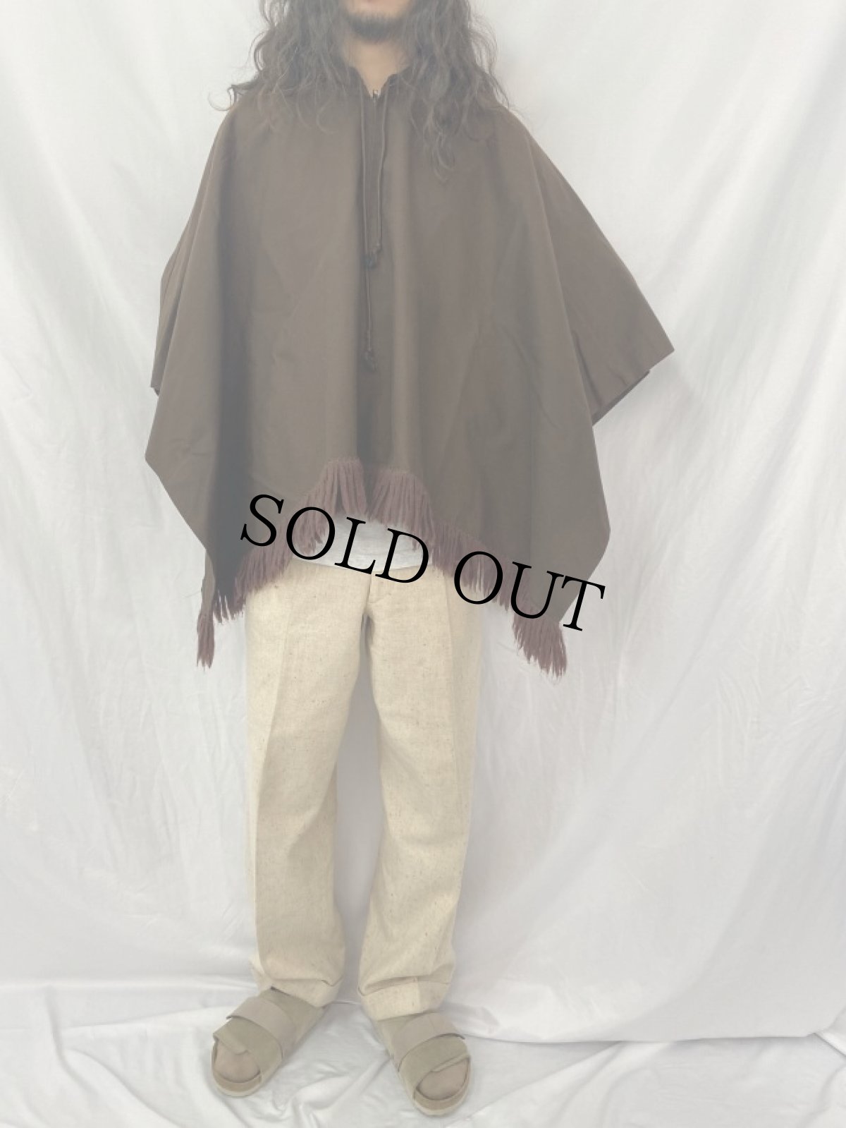 画像2: 60〜70's フリンジデザイン ダックポンチョ (2)