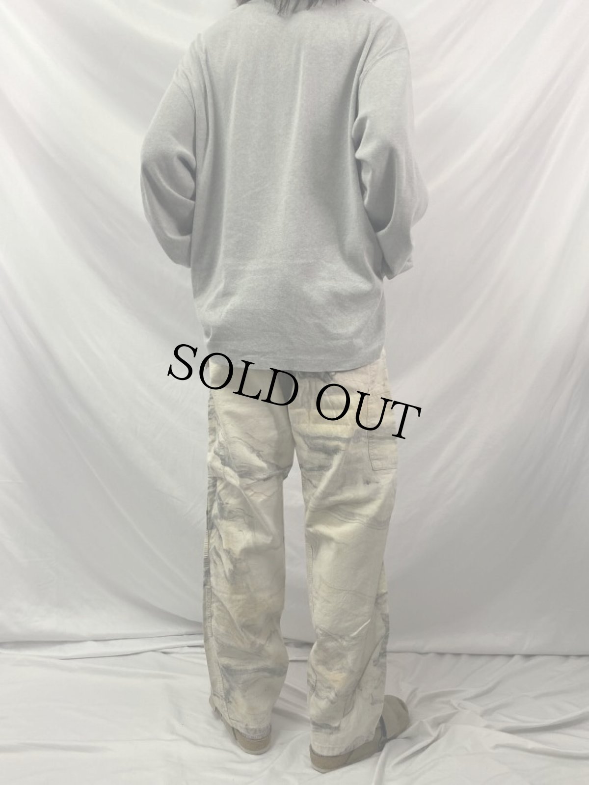 画像4: 80's マーブル染め ダブルニー ペインターパンツ W33 (4)