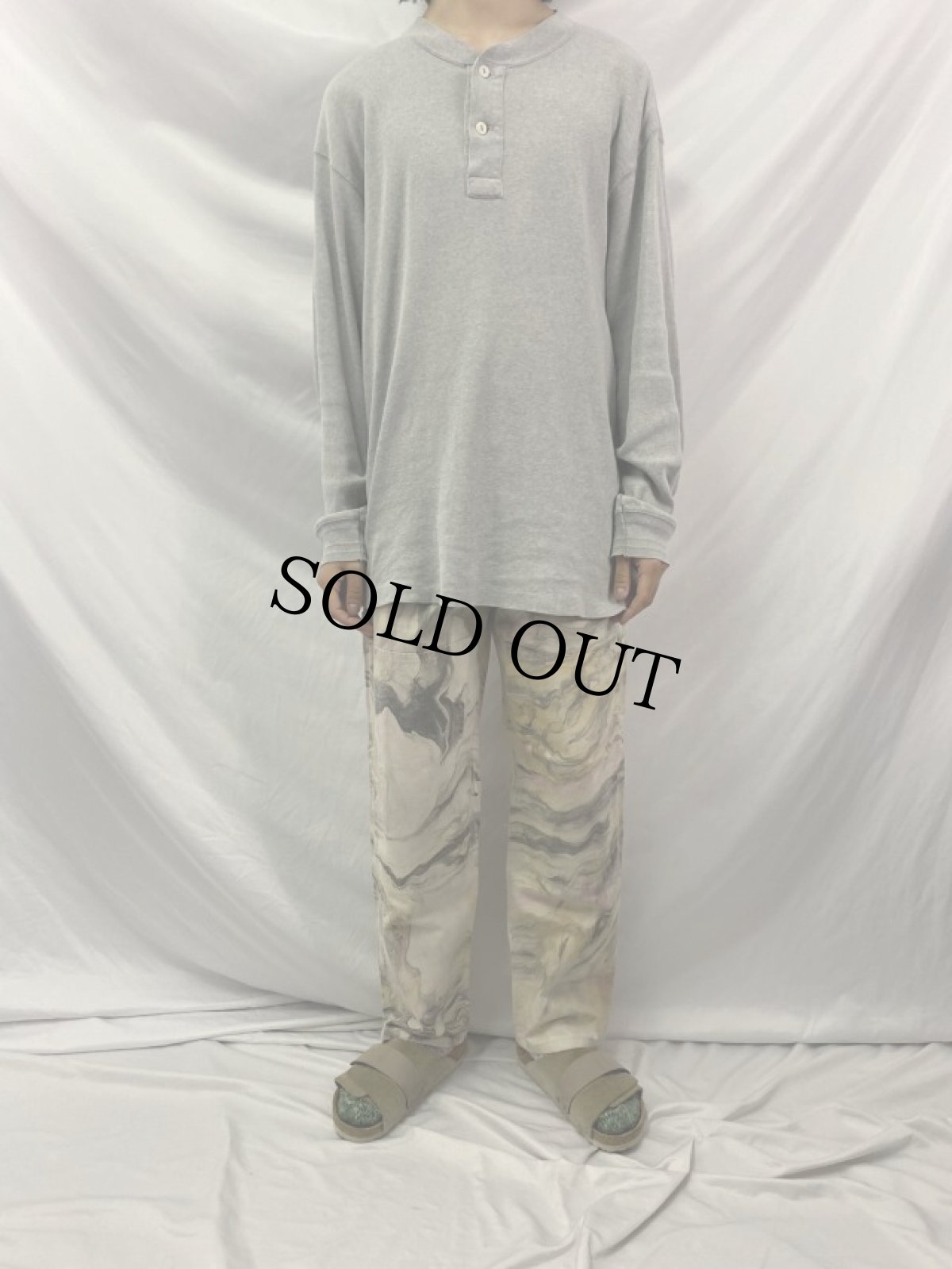 画像2: 80's マーブル染め ダブルニー ペインターパンツ W32 (2)