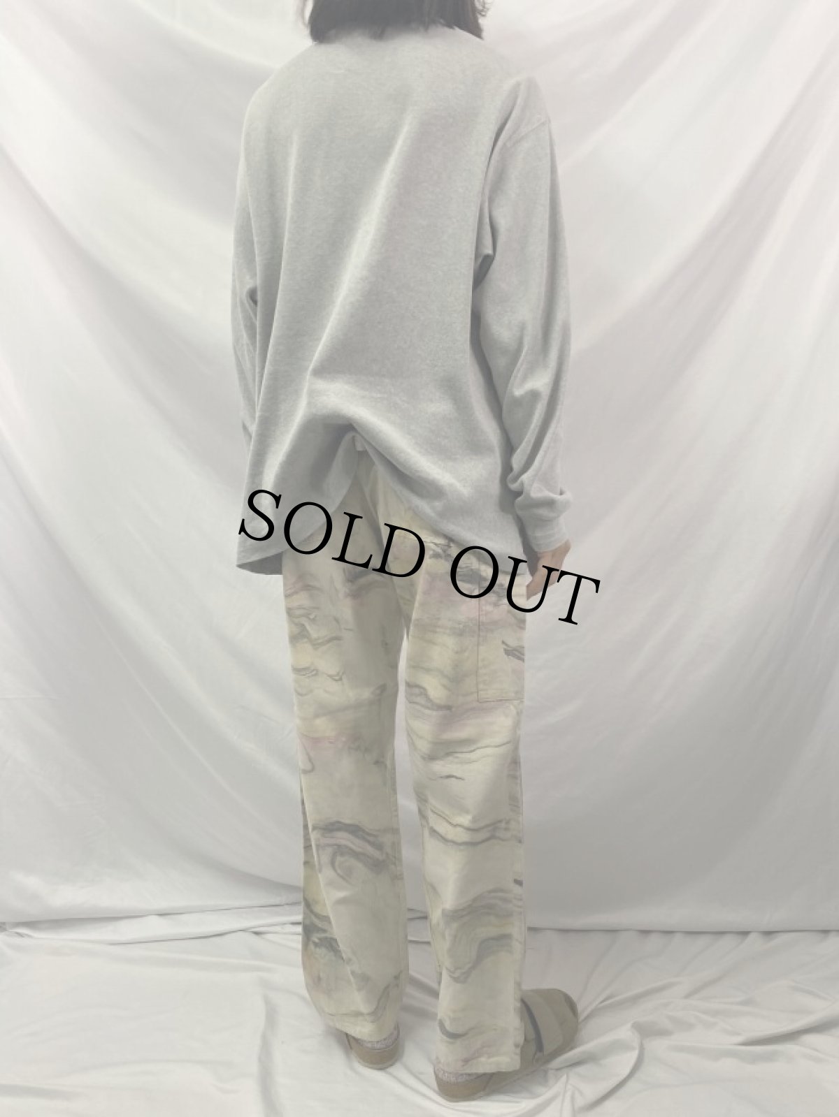 画像4: 80's マーブル染め ダブルニー ペインターパンツ W32 (4)