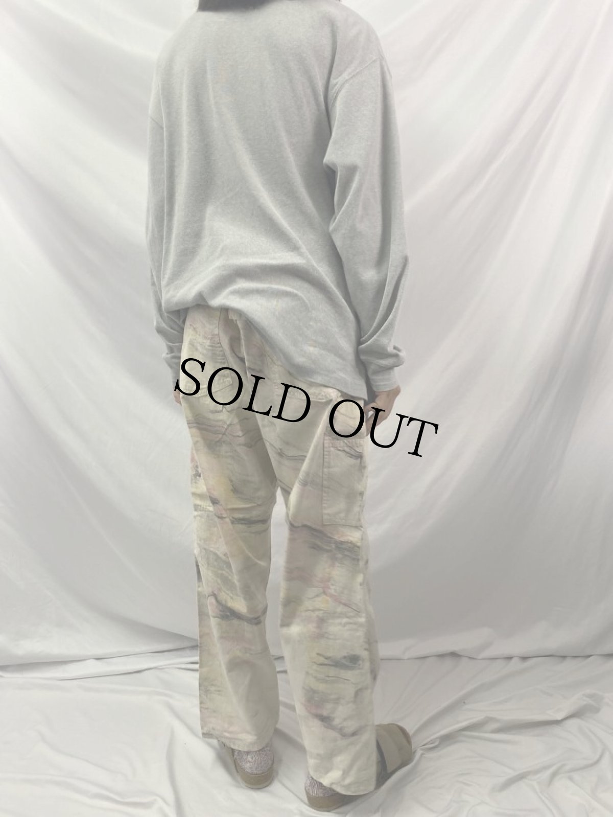 画像4: 80's マーブル染め ダブルニー ペインターパンツ W35 (4)