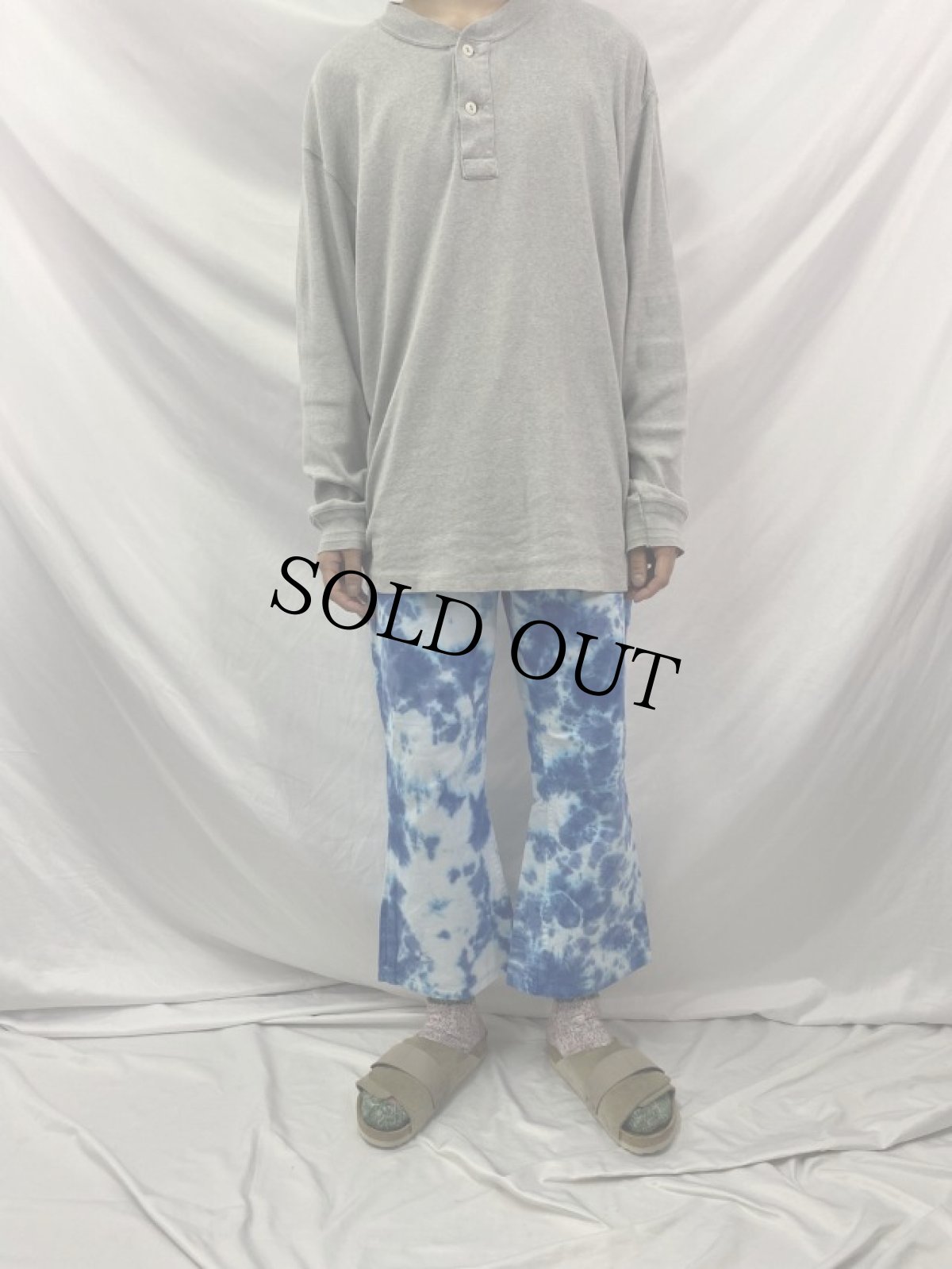 画像2: 70's MAVERICK USA製 "CLOUDY DYE" タイダイ フレアパンツ W32 (2)