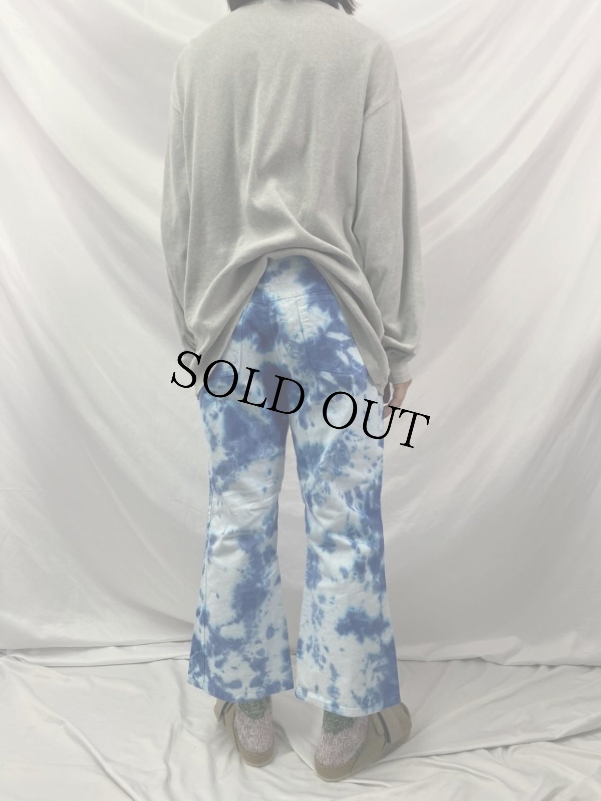 画像4: 70's MAVERICK USA製 "CLOUDY DYE" タイダイ フレアパンツ W32 (4)