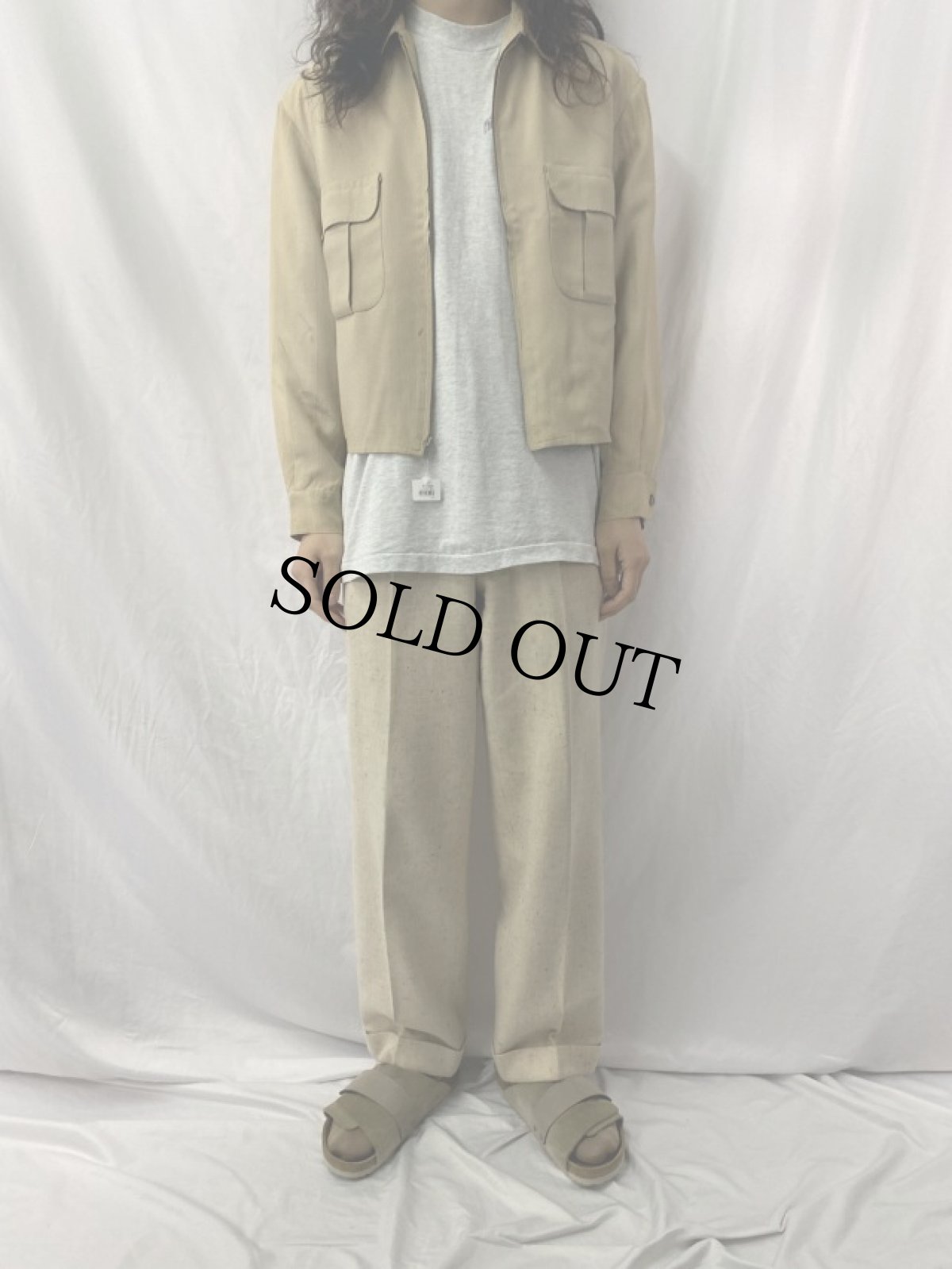 画像2: 60's Hollywood 千鳥格子柄 レーヨンジップジャケット (2)