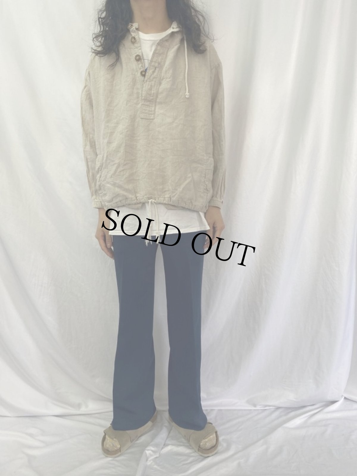 画像2: リネンアノラックパーカー L (2)