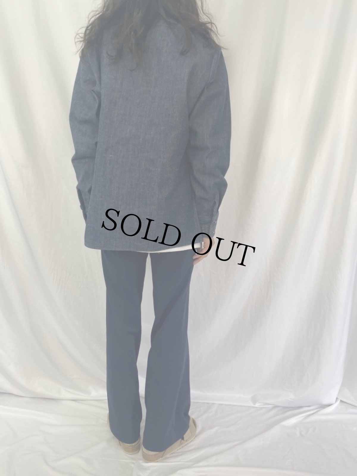 画像4: 70's 花柄刺繍 デニムオープンカラーシャツ SIZE42 (4)