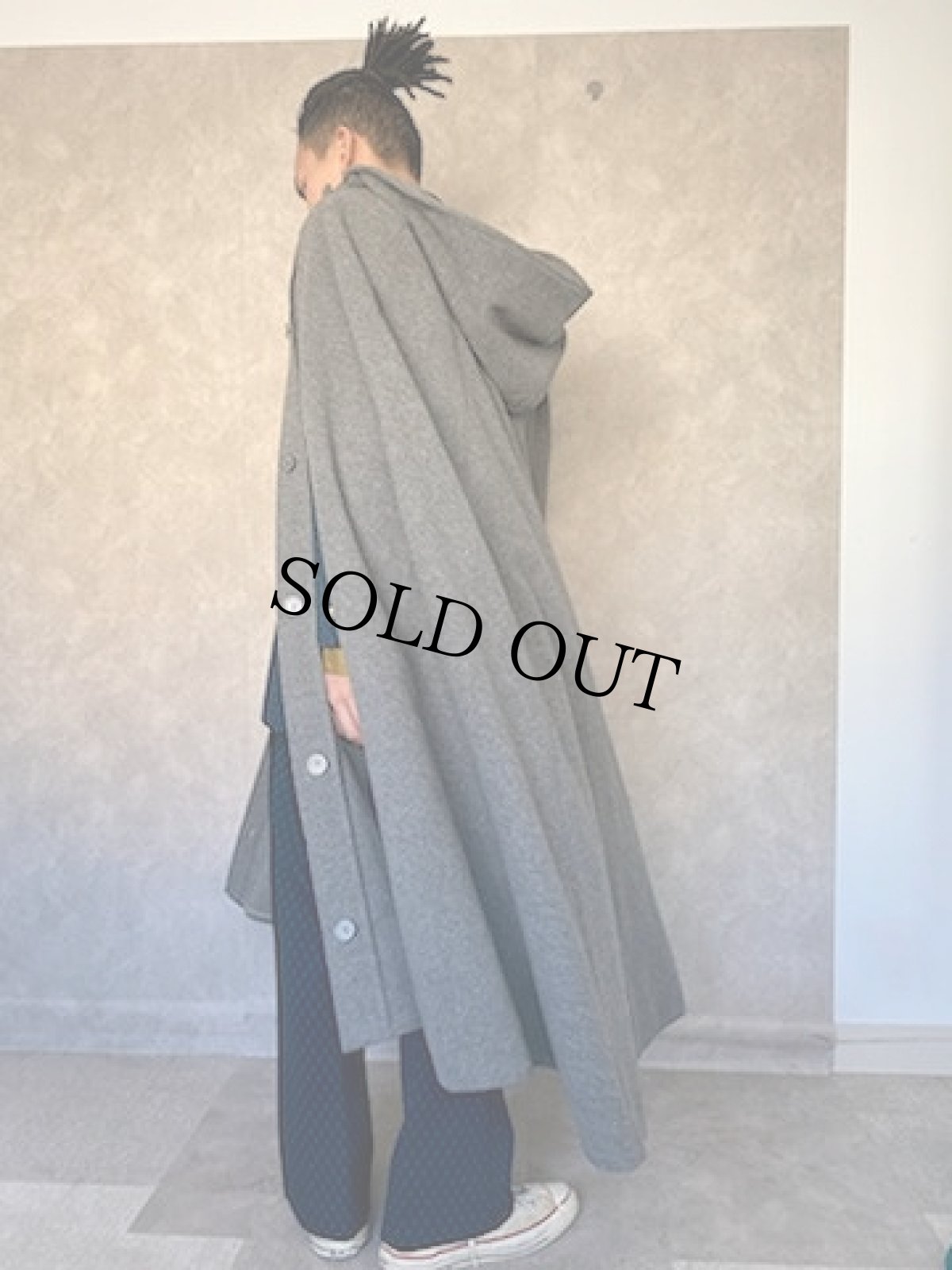 画像9: ウールロングポンチョ (9)