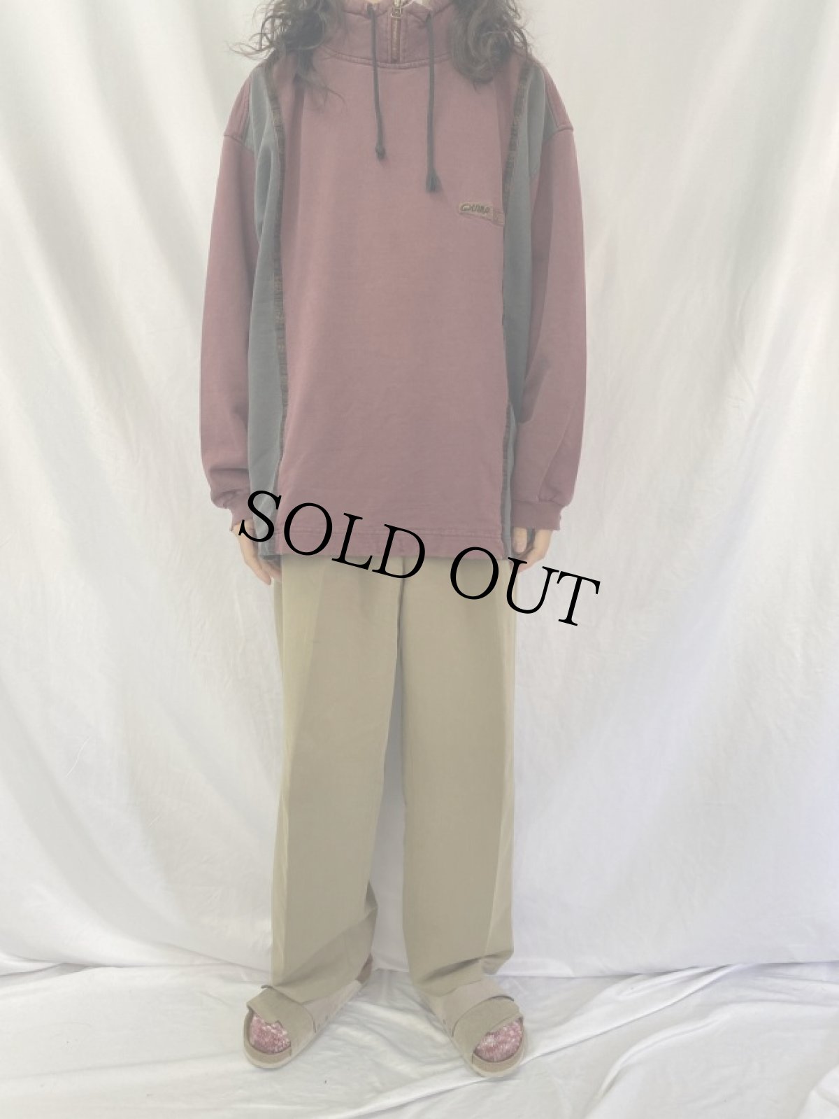 画像2: 90's QUICKSILVER ストライプ柄 ハイネックスウェット XL (2)