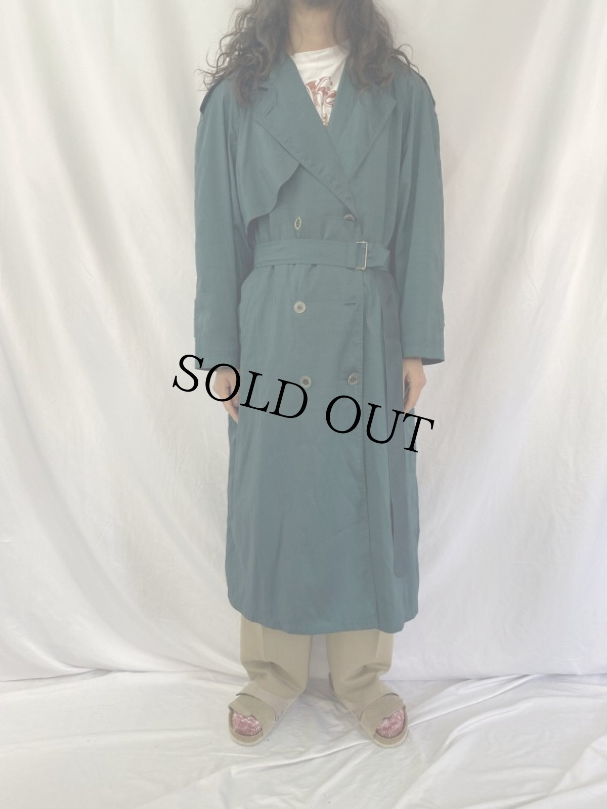 画像2: 80〜90's USA製 玉虫織 トレンチコート (2)