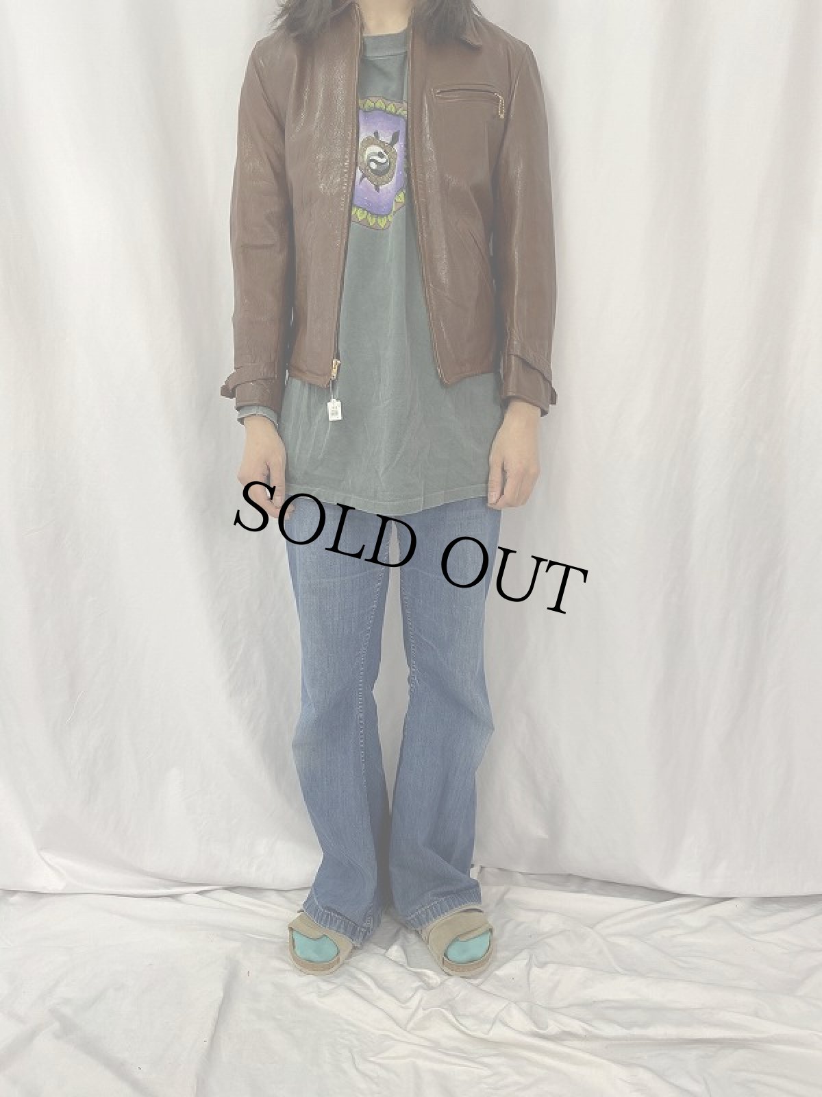 画像2: 40's ボールチェーン×デコTALON レザースポーツジャケット (2)