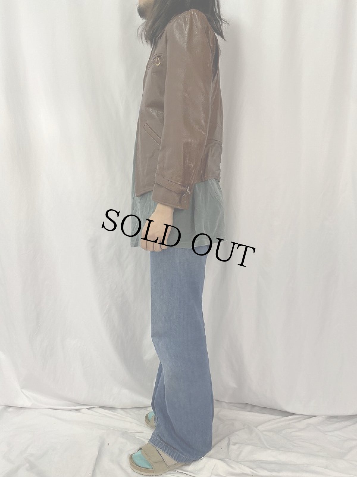 画像3: 40's ボールチェーン×デコTALON レザースポーツジャケット (3)