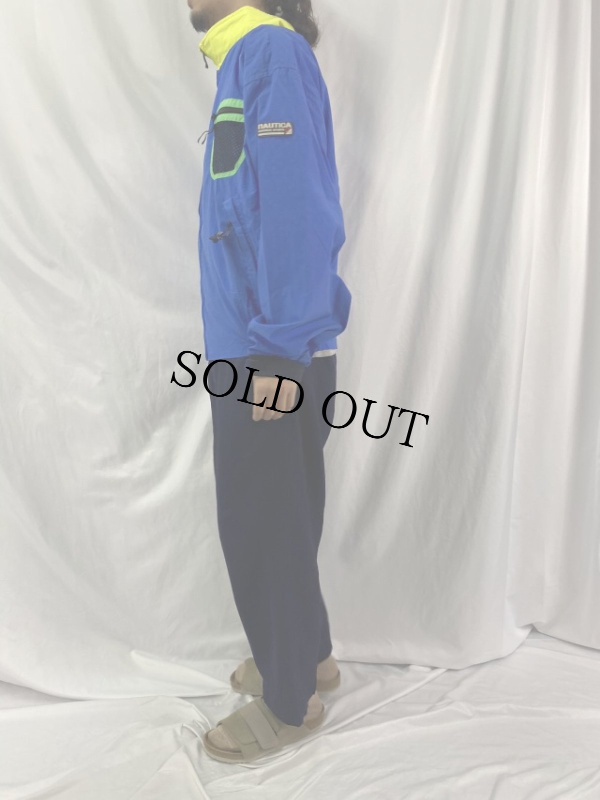 画像3: nautica 袖ロゴプリント メッシュポケット付きナイロンジャケット XXL (3)