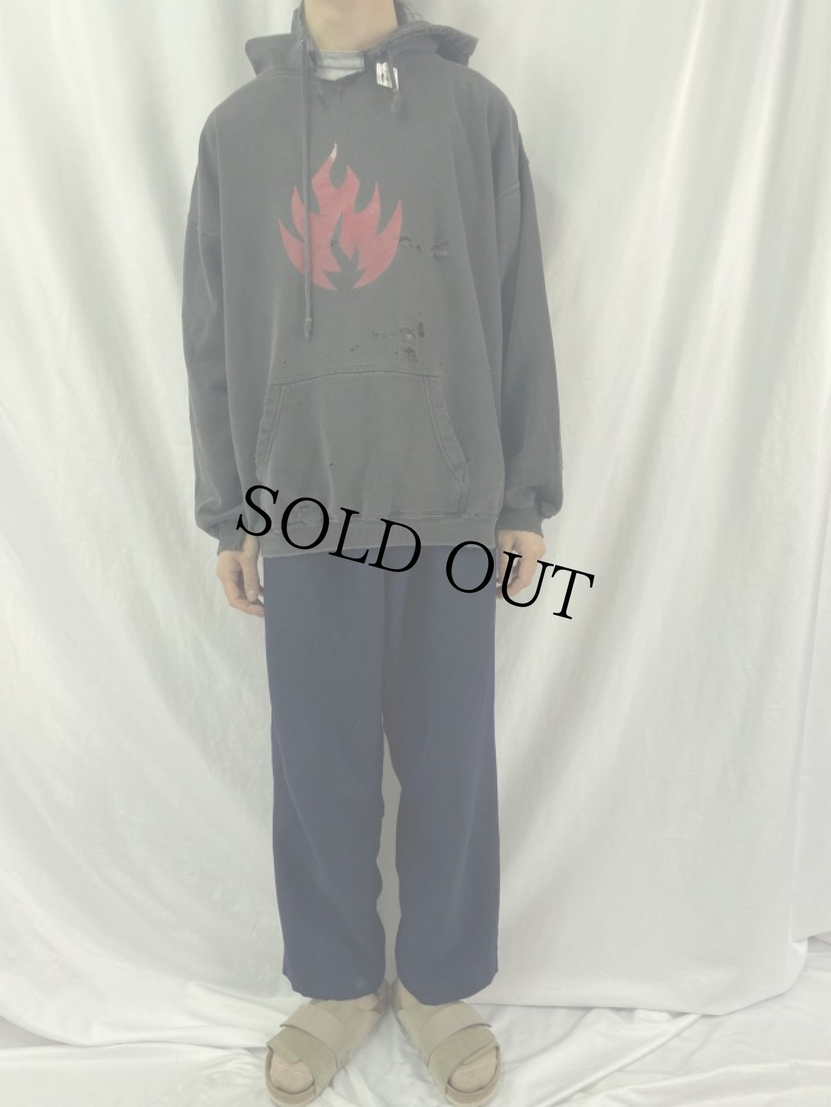 画像2: 90's ファイヤープリント スウェットフーディー (2)