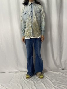 画像2: 70's Levi's ペンキペイント シャンブレーシャツ L (2)