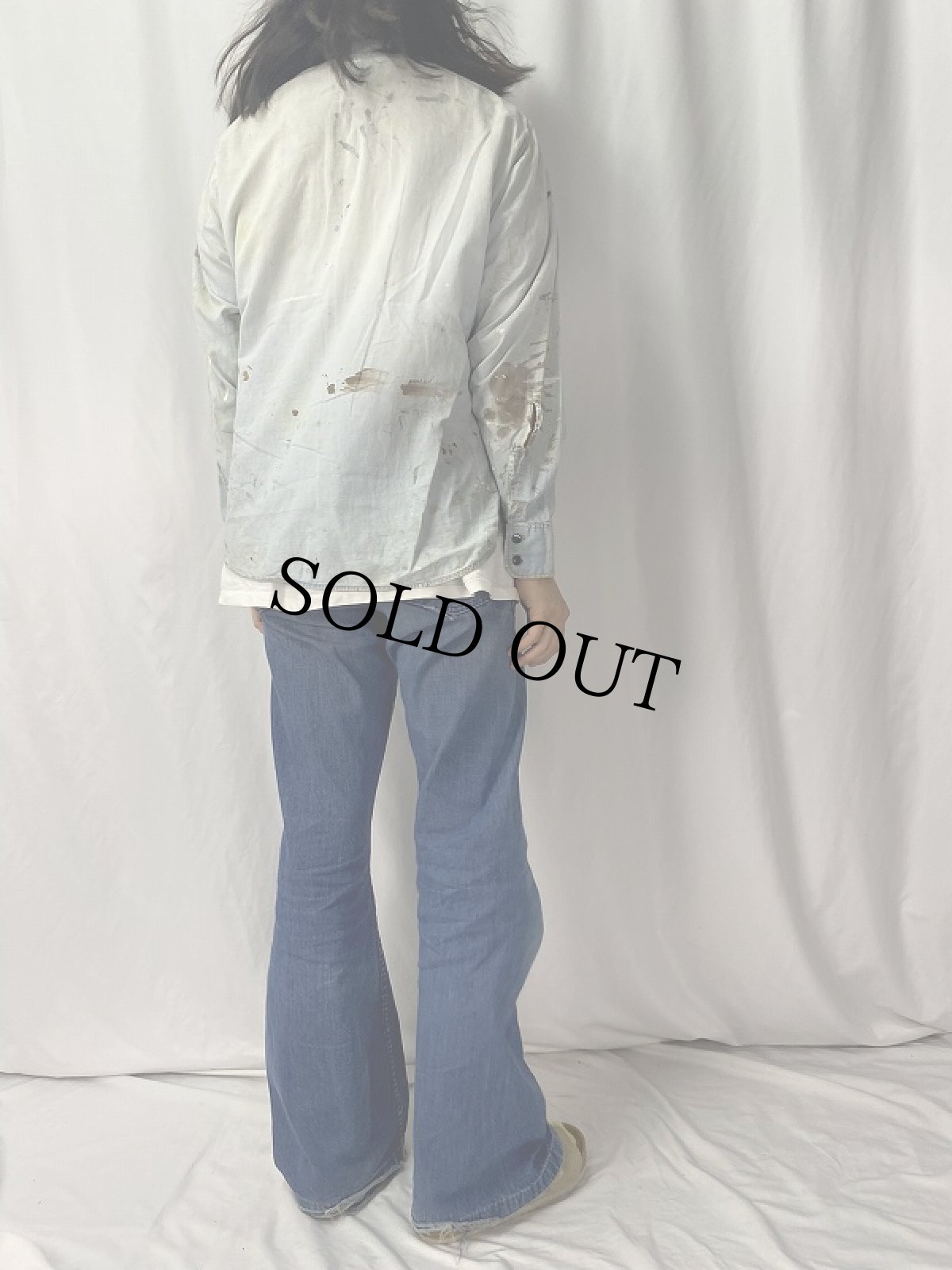 画像4: 70's Levi's ペンキペイント シャンブレーシャツ L (4)