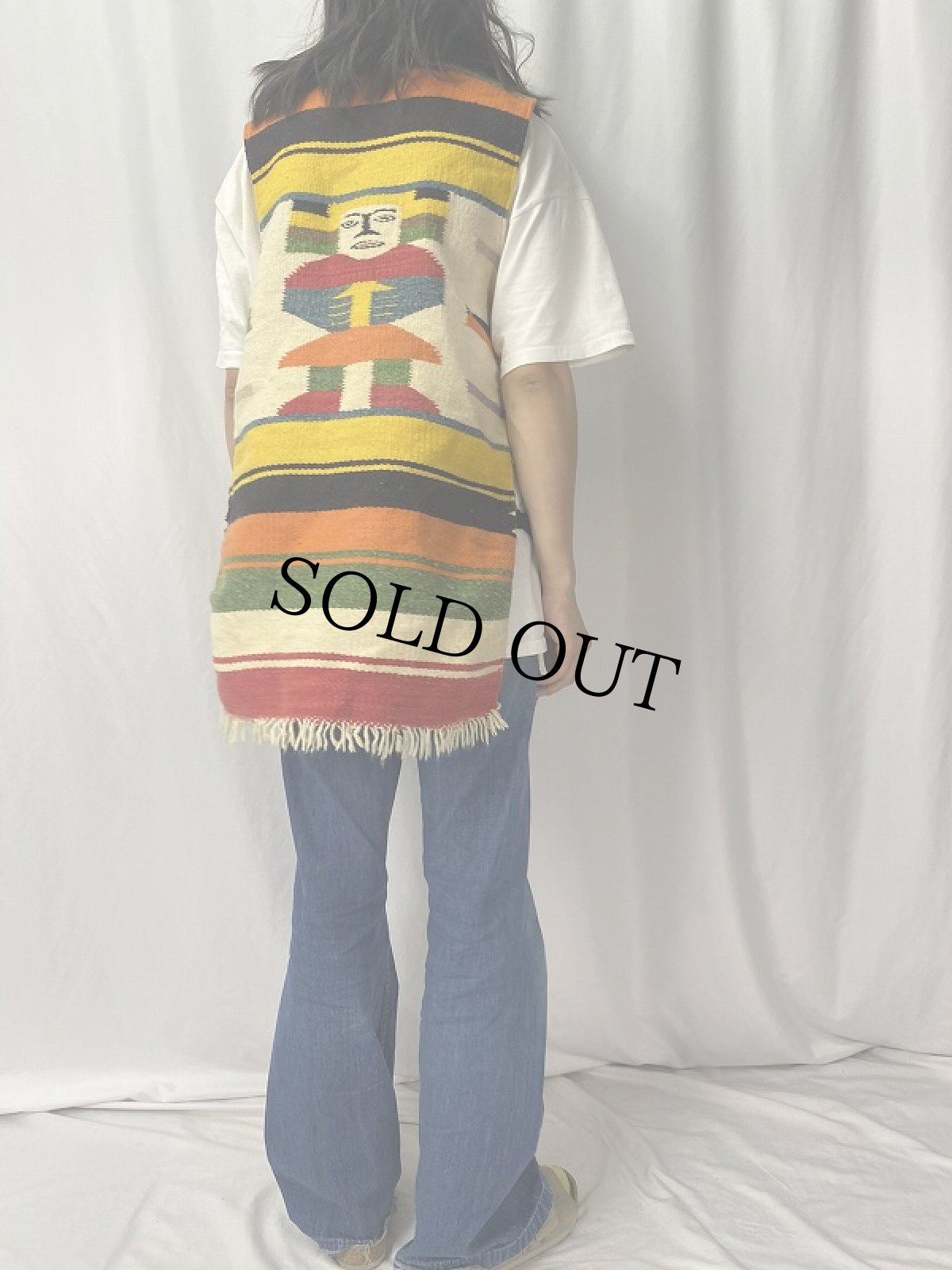 画像4: 60's HERTER'S ネイティブ柄 ウールラグベスト  (4)