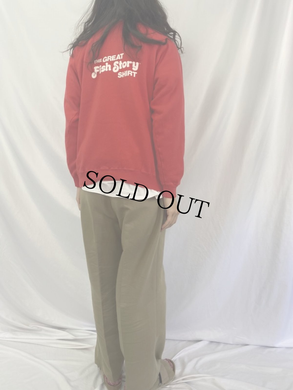 画像4: 80's USA製 "THE GREAT Fish Story SHIRT" 魚プリント ラグランスウェット L (4)