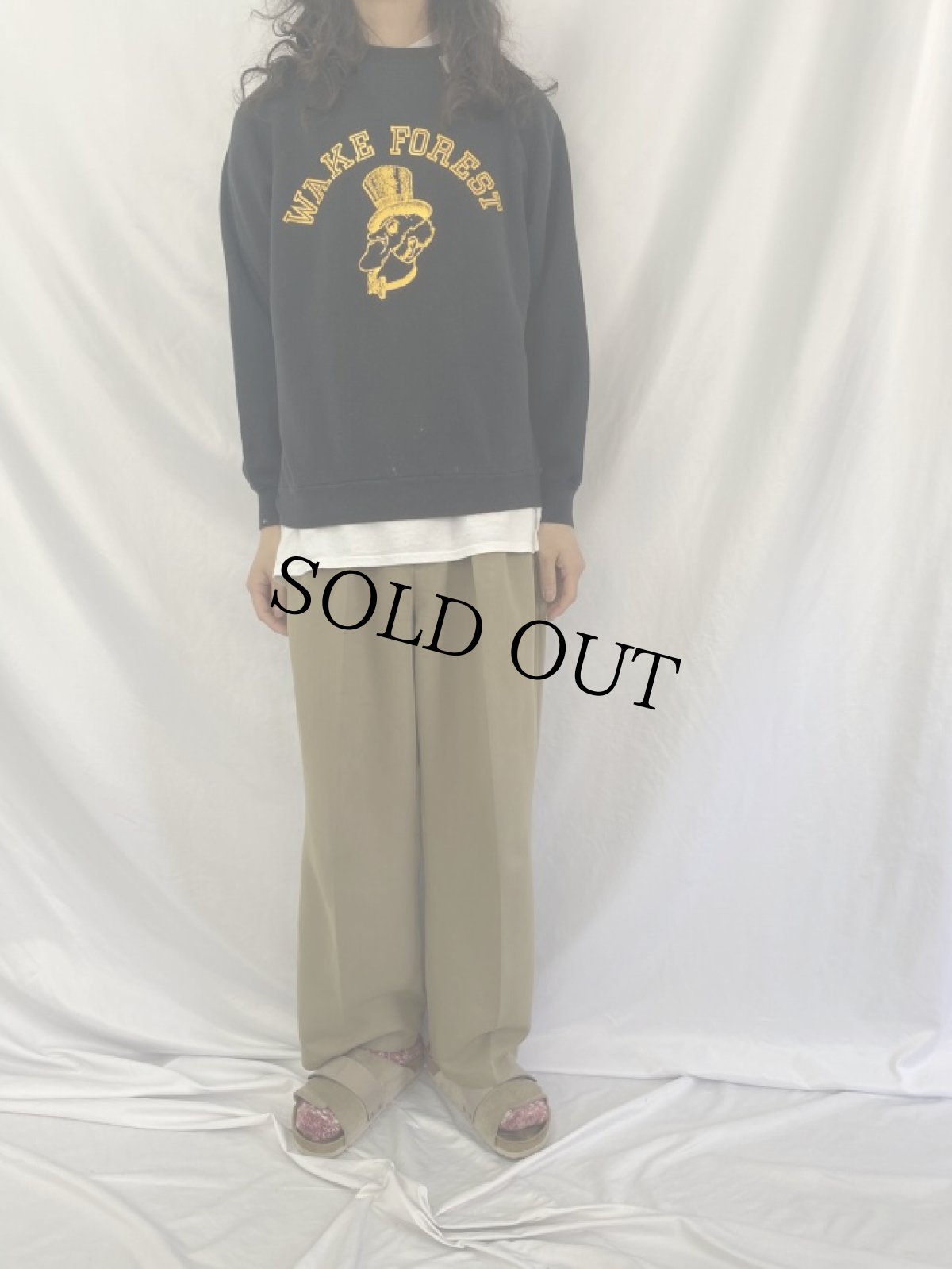 画像3: 80's Tultex USA製 "WAKE FOREST" プリントラグランスウェット XL (3)