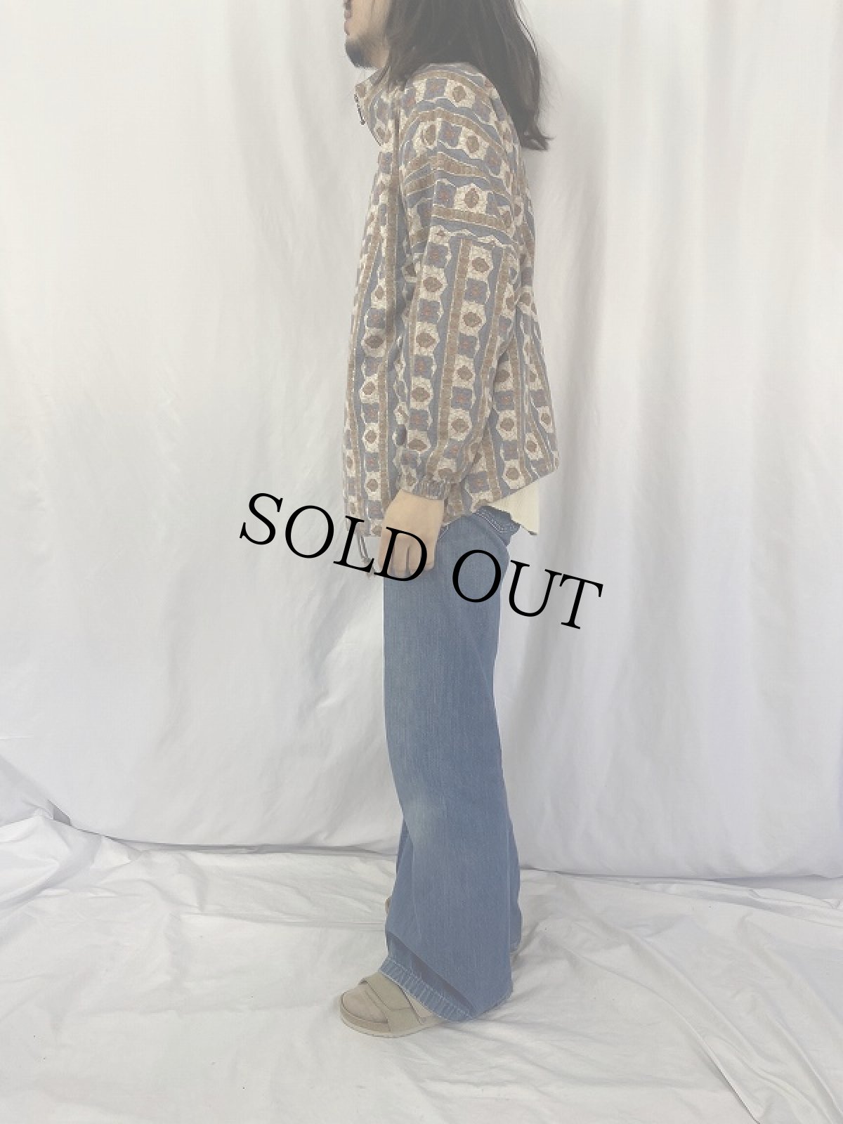 画像3: 90's LANDS'END USA製 総柄 フランネルプルオーバー M (3)