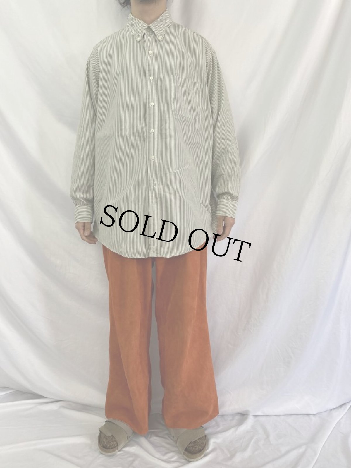 画像2: 80〜90's Brooks Brothers makers USA製 ストライプ柄 コットンブロード ボタンダウンシャツ SIZE17 1/2-4 (2)