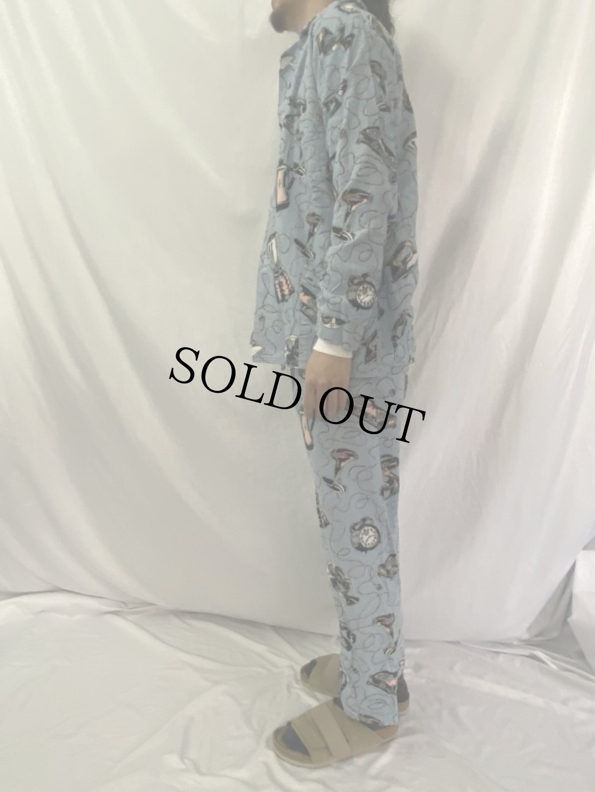 画像3: 80's SHADOW BOXER USA製 家電柄 プリントネルシャツ/イージーパンツ SETUP M (3)