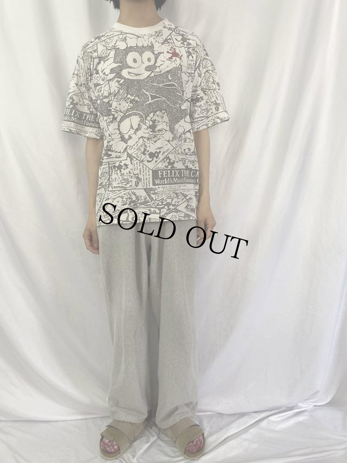 画像2: 80's FELIX 総柄 キャラクタープリントTシャツ (2)