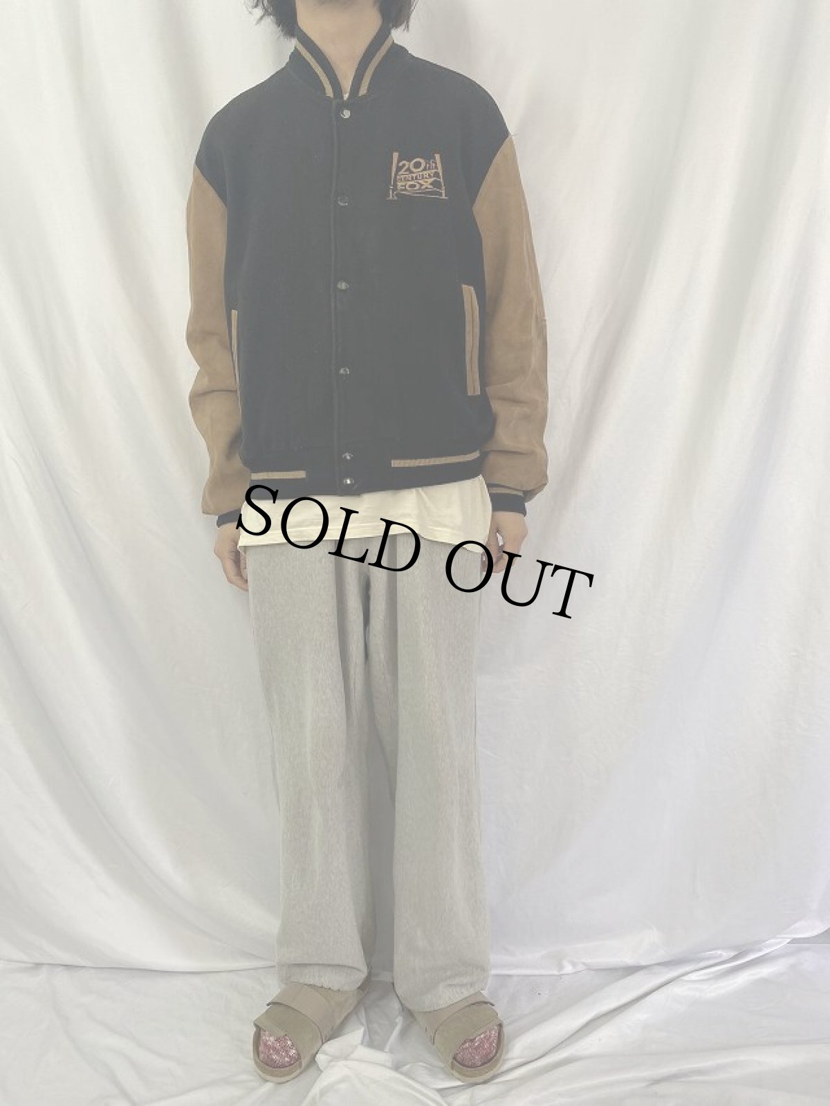 画像3: 90'〜 20th CENTURY FOX USA製 映画スタジオ 企業ロゴ刺繍 メルトンスタジャン XL (3)