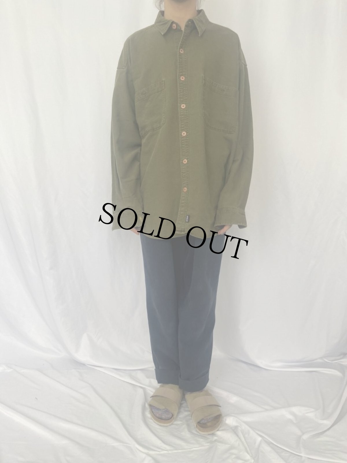 画像2: 90's Patagonia 雪無しタグ リネン×コットンシャツ L (2)