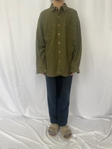 画像2: 90's Patagonia 雪無しタグ リネン×コットンシャツ L (2)