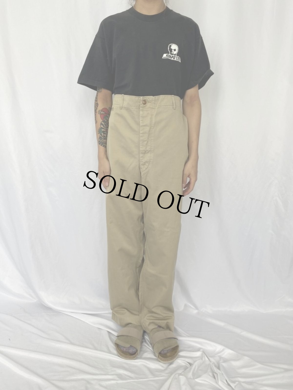 画像2: 40's U.S.ARMY "45チノ" トラウザーズ W42 (2)