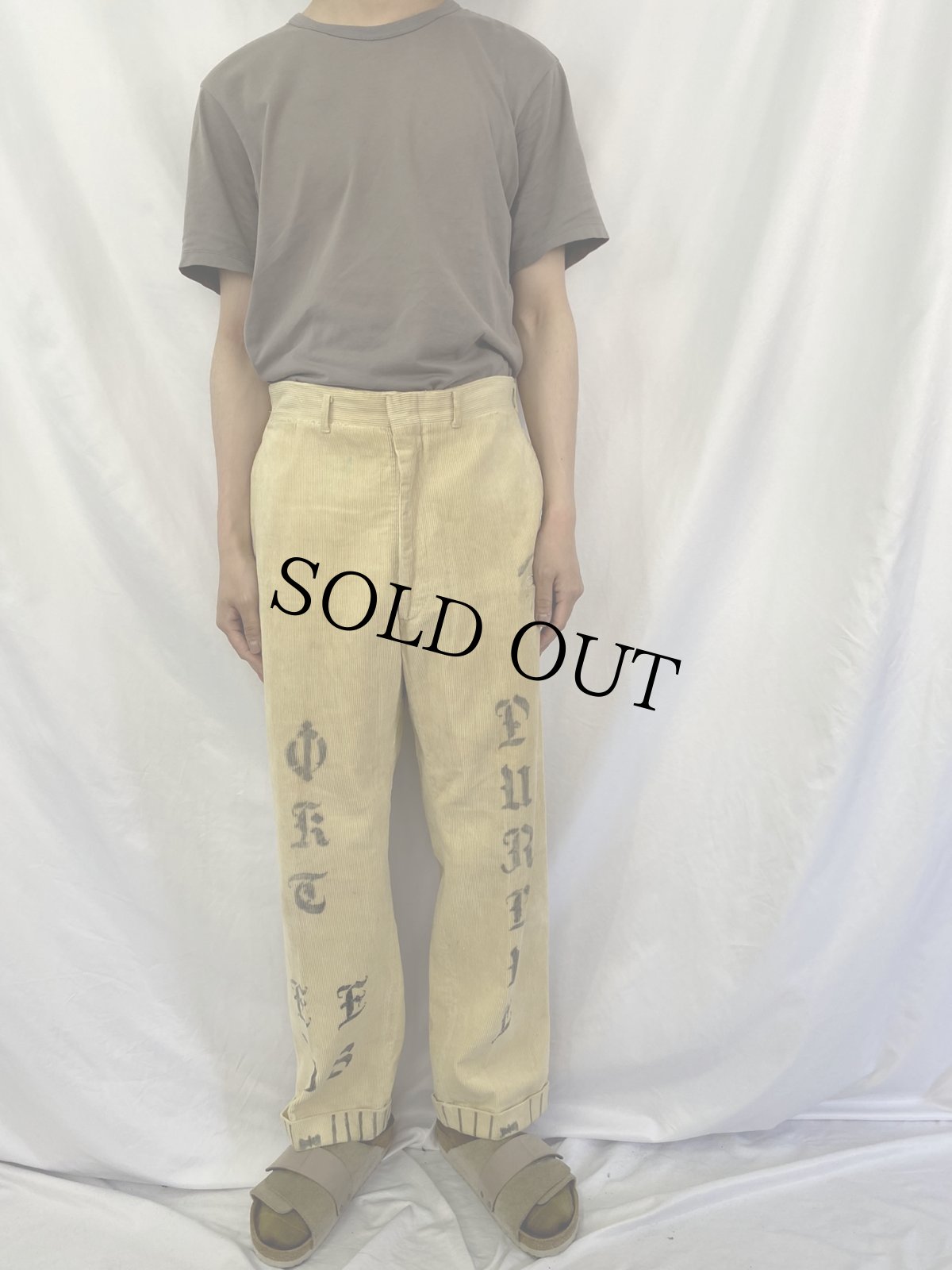 画像2: 50's シンチバック コーデュロイ メモリアルパンツ W33 (2)