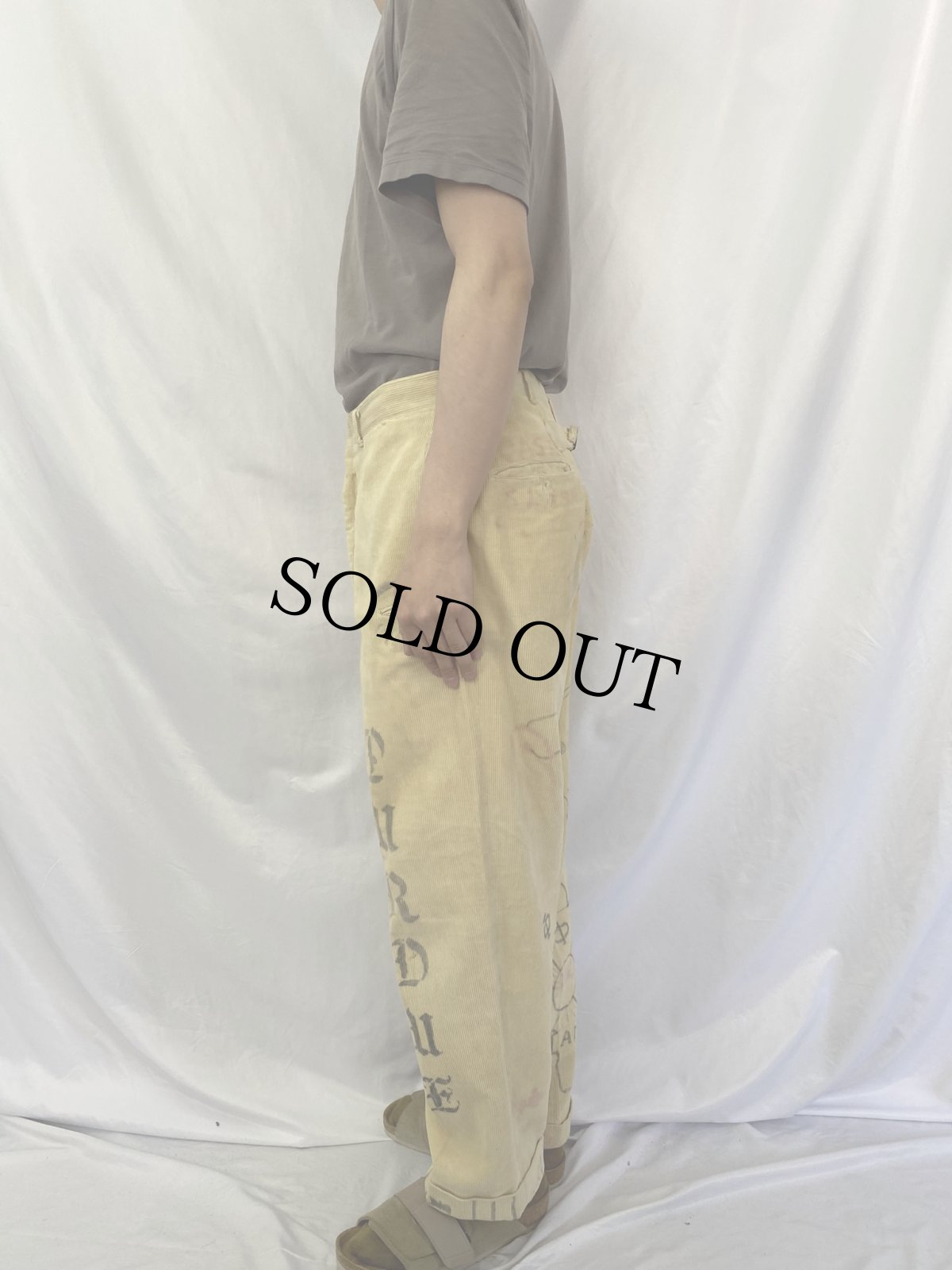 画像3: 50's シンチバック コーデュロイ メモリアルパンツ W33 (3)