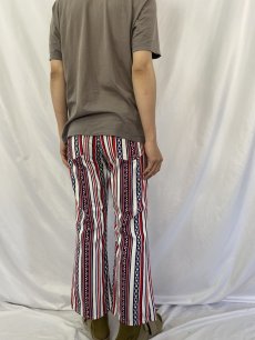 画像4: 70's LEVI'S BIGE ストライプ柄 フレアパンツ W31 (4)