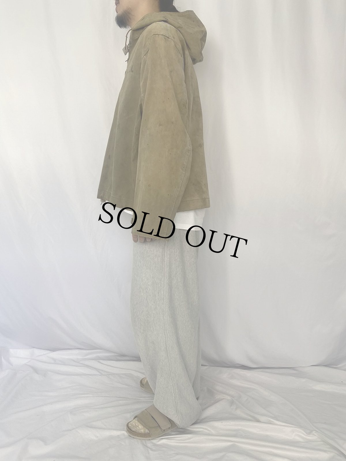 画像3: 40's U.S.NAVY デッキレインパーカー ステンシル入り SMALL (3)