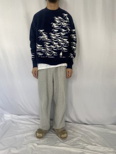 画像2: 90's MICHIGAN RAG CO. USA製 カモメ柄 プリントスウェット NAVY (2)