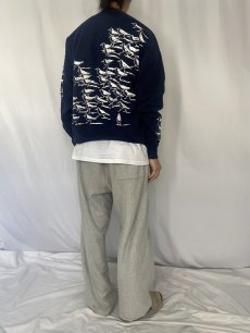 画像4: 90's MICHIGAN RAG CO. USA製 カモメ柄 プリントスウェット NAVY (4)