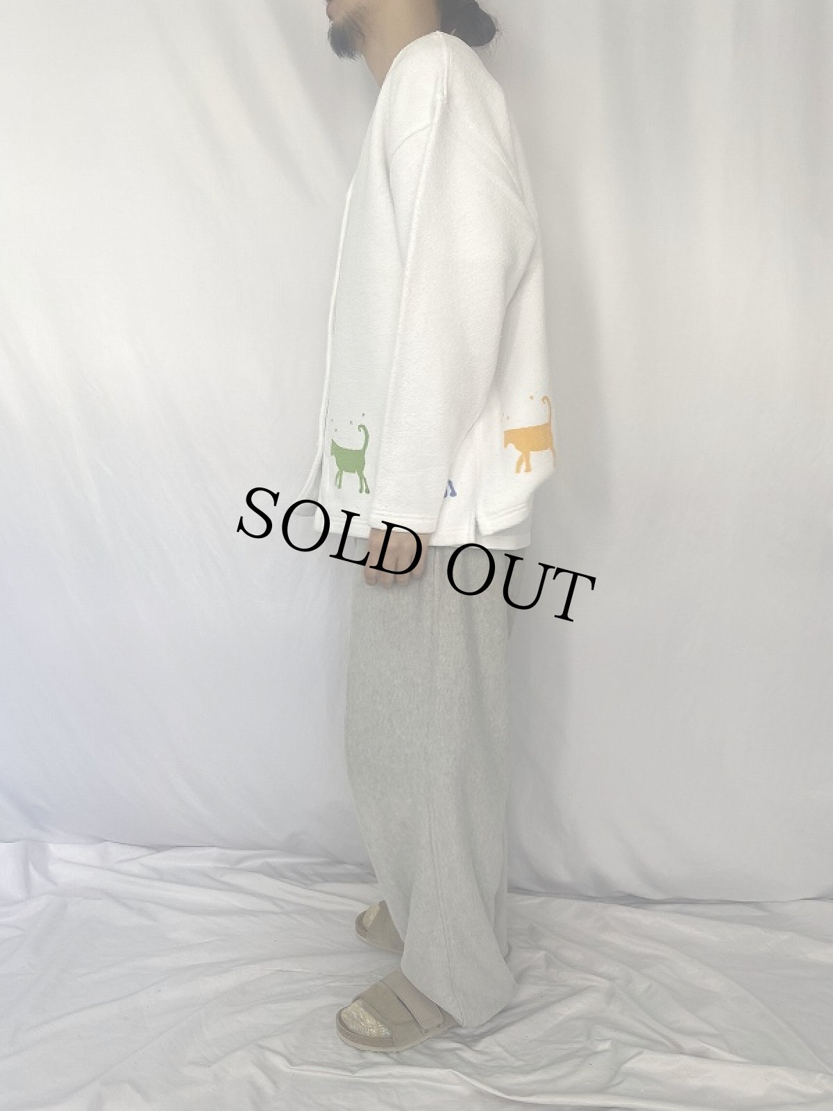 画像3: 90's MICHIGAN RAG CO. USA製 ネコ柄 カーディガン  (3)