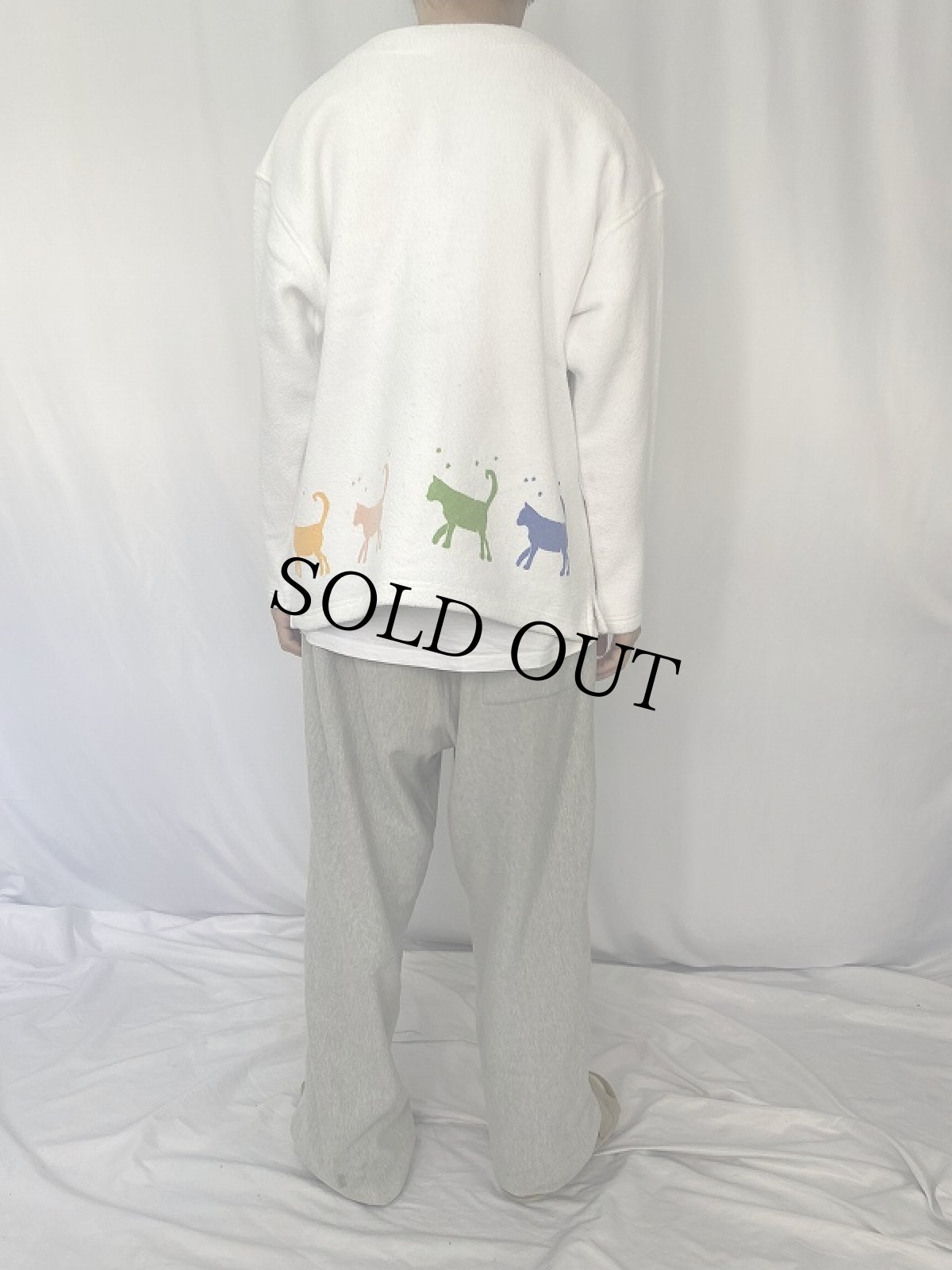 画像4: 90's MICHIGAN RAG CO. USA製 ネコ柄 カーディガン  (4)