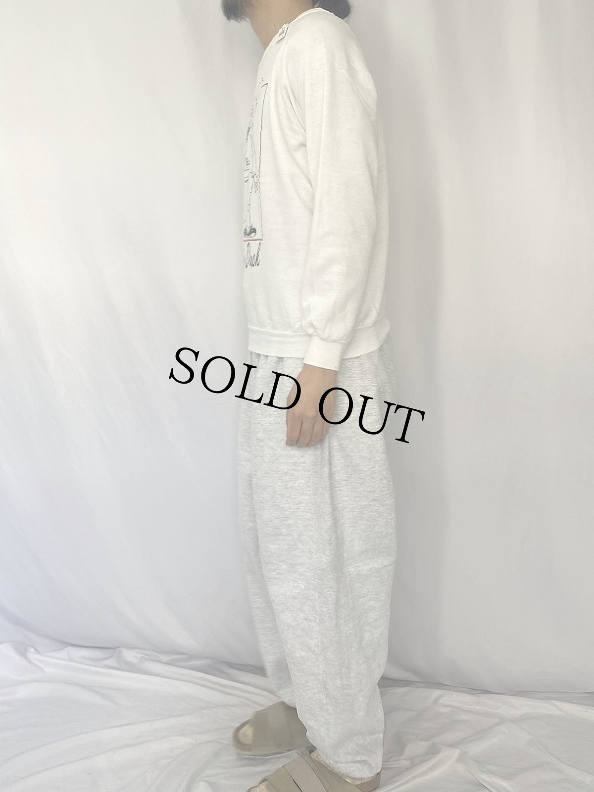 画像3: 80's CANADA製 "Peeking Duck" シュールイラストプリントスウェット L (3)