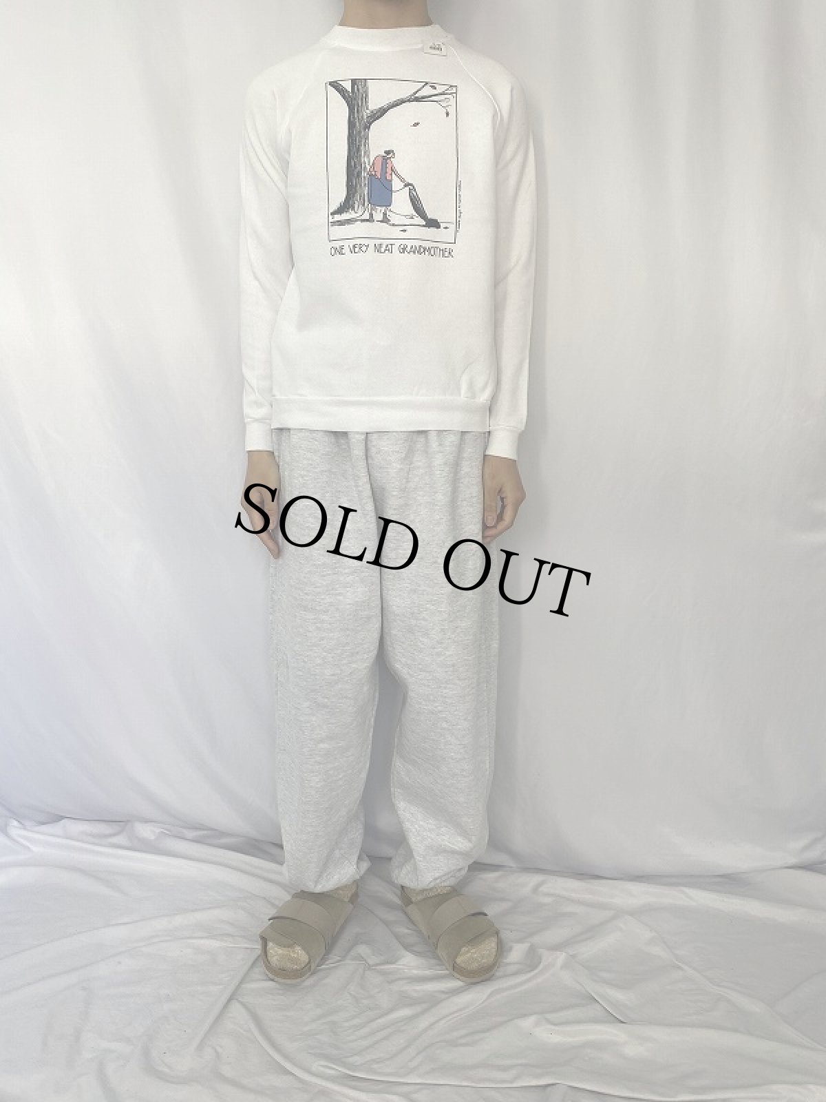 画像2: 90's USA製 "ONE VERY NEAT GRANDMOTHER" イラストプリントスウェット M (2)
