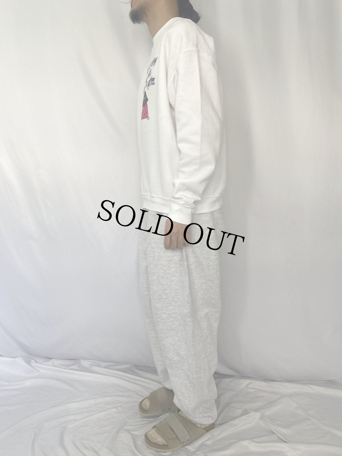 画像3: 90's USA製 "I'd Stop Eating Chocolate but I'm No Quitter." イラストプリントスウェット XL (3)