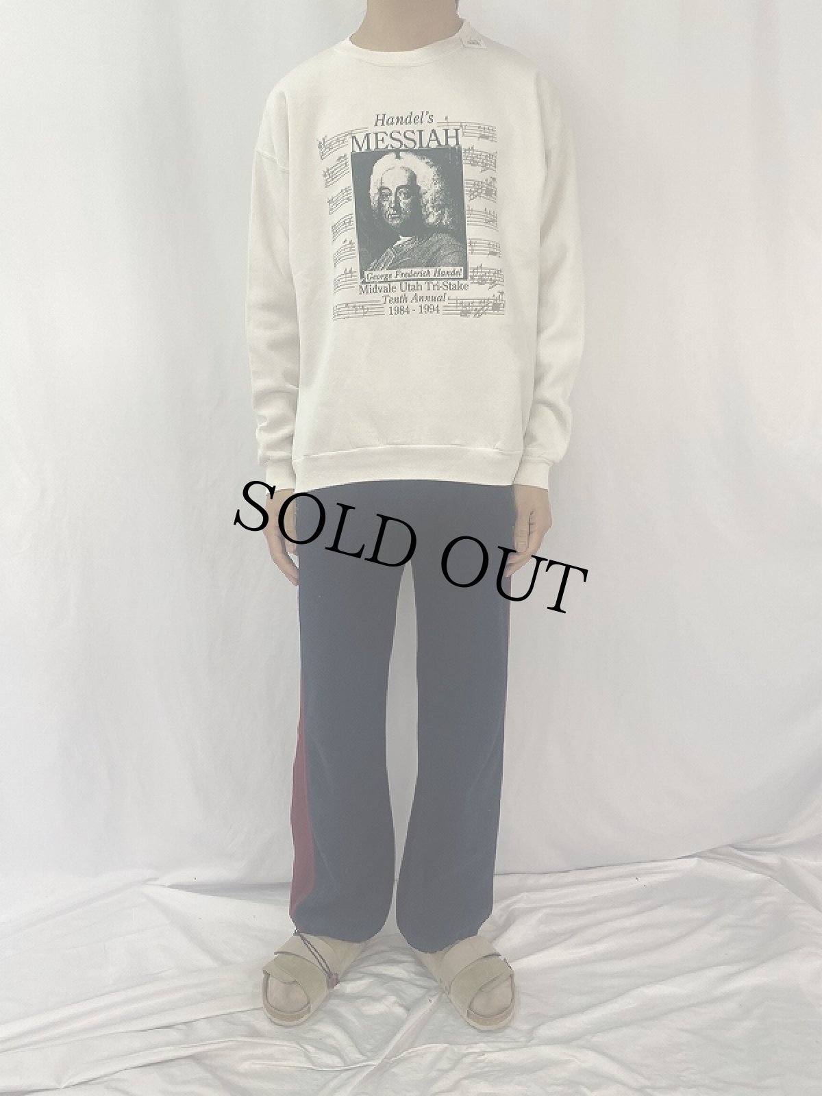 画像2: 90's "Handl's MESSIAH" 音楽家プリントスウェット XL (2)