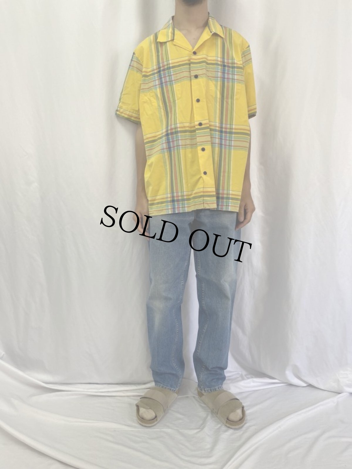 画像2: POLO Ralph Lauren チェック柄 コットンオープンカラーシャツ XL (2)