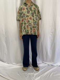 画像2: 90's POLO Ralph Lauren ハイビスカス柄 コットン×リネン アロハシャツ M (2)