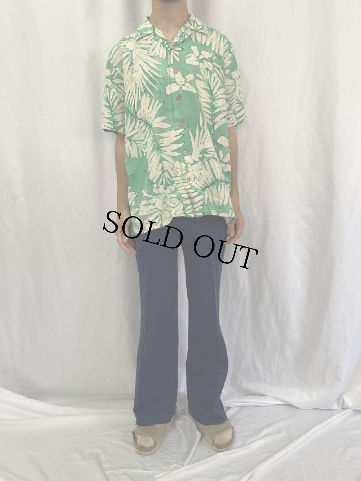 画像2: POLO Ralph Lauren 総柄 リネン×コットン アロハシャツ L (2)