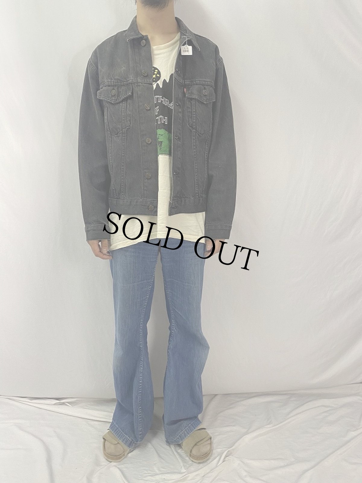 画像2: 90's Levi's 75505 ブラックデニムジャケット SIZE46 (2)